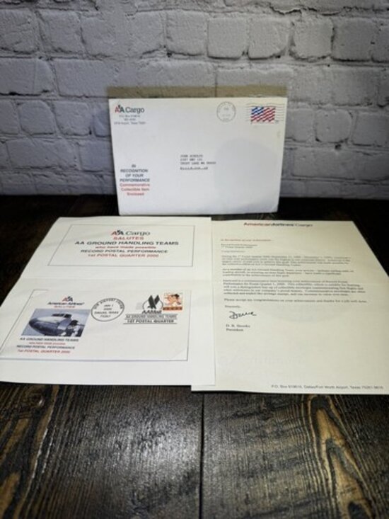 American Airlines Other - American Airlines Cargo AA Mail Stamp 2000 Ground Handling Team Record Postal